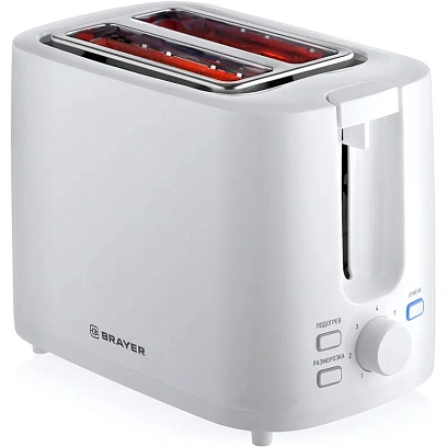 Тостер BRAYER 2107BR, 930 Вт, 7 реж, автодогр, размор, отмена, автоотключ