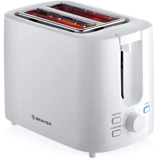 Тостер BRAYER 2107BR, 930 Вт, 7 реж, автодогр, размор, отмена, автоотключ