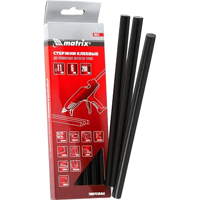 Стержень клеевой 11х200 мм черный 6 шт Matrix 930721