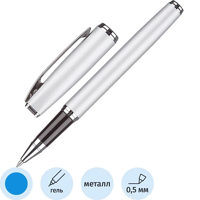 Ручка гелевая  Attache Selection Elegance,сереб.корп ,синий,футляр