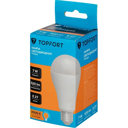 Лампа светодиодная Topfort E27 7W 3000K груша