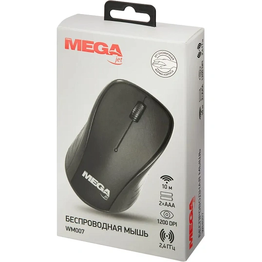 Мышь компьютерная ProMega jet WM007 USB WLS RT/2 ААА/dpi 1200/3 кн/черный