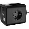 Тройник AGNI 4/220 + 2 USB + 1 Type C,черный(TP-WJ3U4E-C-black)