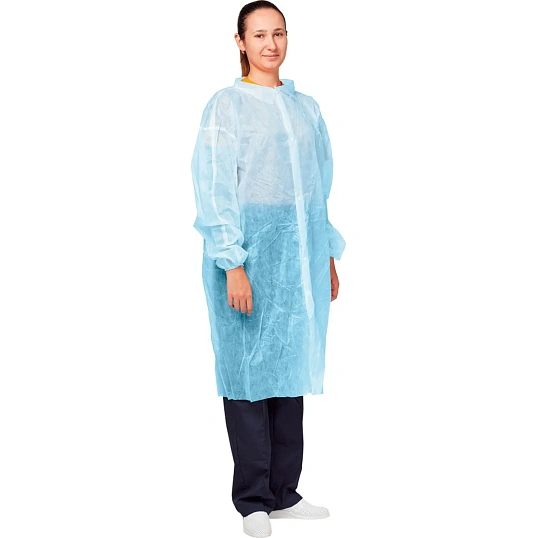 Халат на кнопках (30 гр) 4XL голубой (10 шт/упак)