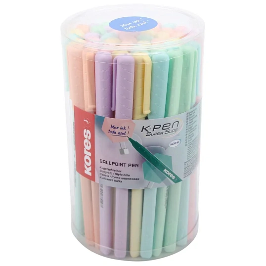 Ручка шариковая неавтомат. KORES Pastel K0R-M,син,масл,асс. 37086