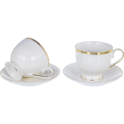 Набор чайный ГРАЦИЯ 2 чашки 220мл + 2 блюдца, NEW BONE CHINA, 101-01021