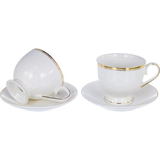 Набор чайный ГРАЦИЯ 2 чашки 220мл + 2 блюдца, NEW BONE CHINA, 101-01021