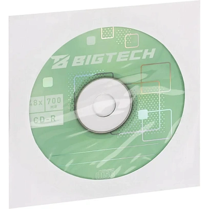Носители информации Bigtech YCDRB005 CD-R 700 МБ/48х/1 конверт белый