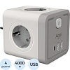Тройник AGNI 4/220 + 2 USB + 1 Type C,белый(TP-WJ3U4E-C-white)