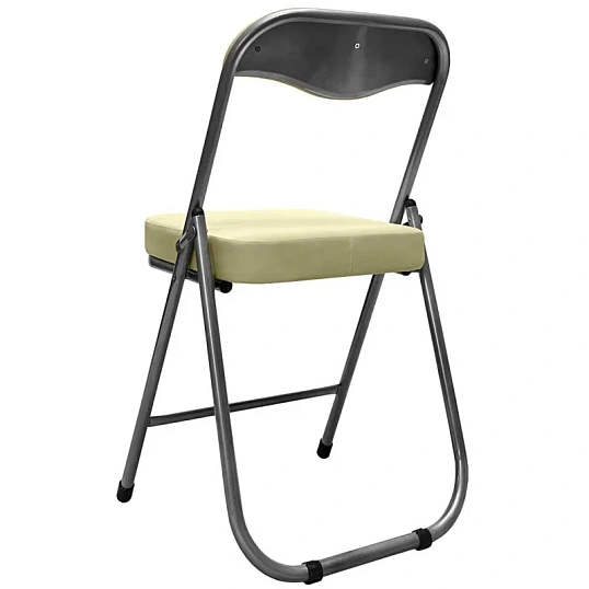 Стул складной каркас металлик,кожзам 506 слоновая кость РС 04 кант