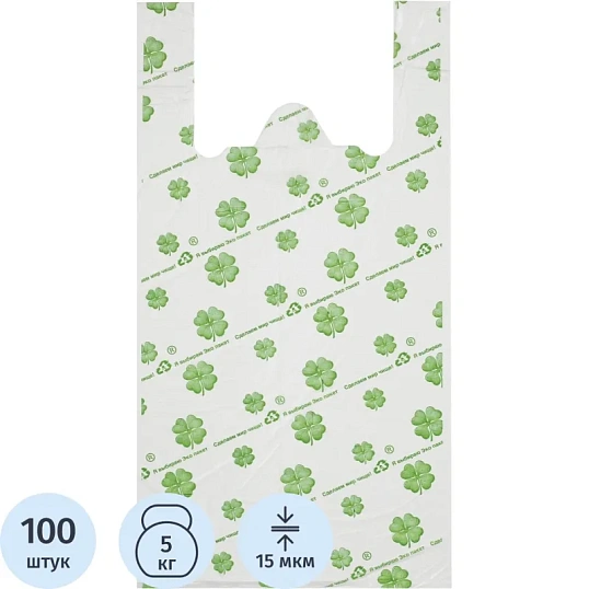 Пакет-майка Пакет Майка БИО с рисунком, 29x55x2x7 см, 15 мкм, 100 шт./уп