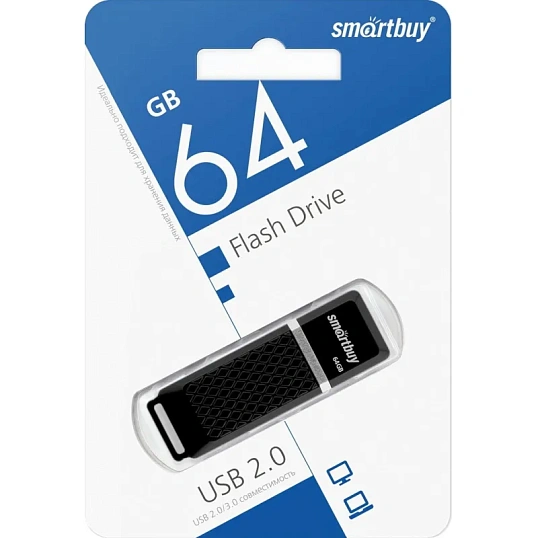 Флеш-память SmartBuy UFD 2.0 064GB Quartz series Black (SB64GBQZ-K)