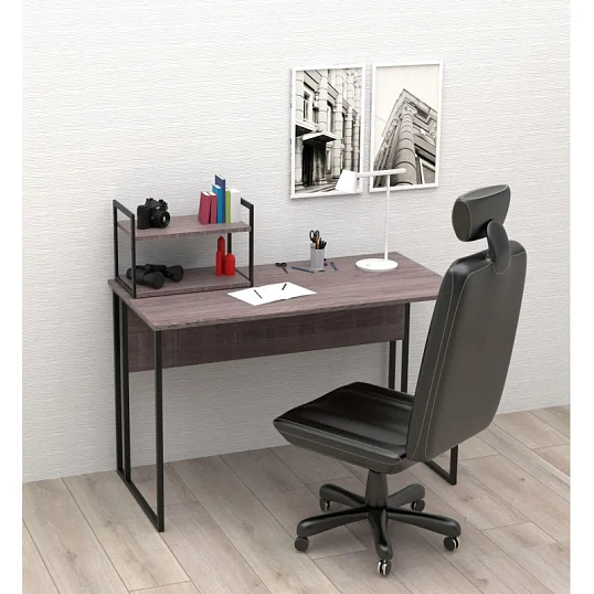 Полка TI_настен/настоль Комус Онега-6 250х450 мет чер/ЛДСП ясень анкор тем