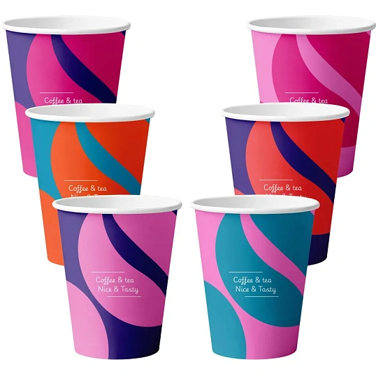 Стакан одноразовый бум. 1-сл Barista Nice&Tasty mix 350 мл d-90 мм 50 шт/уп