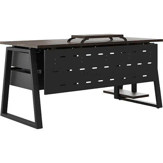 Стол офисный Kobor TR-160/60 1600x600x750 Черный муар/Дуб чарльстон