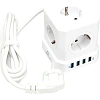 Сетевой фильтр Cablexpert Tower 5р/3м, 10А, 4хUSB, белый(TWR-5-U4-W-3)