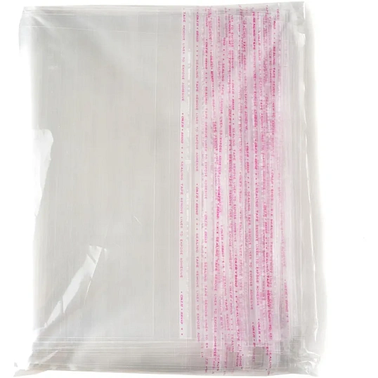 Пакет БОПП 250ммx350мм+40мм клапан со скотчем 30 мкм, 100 шт/уп