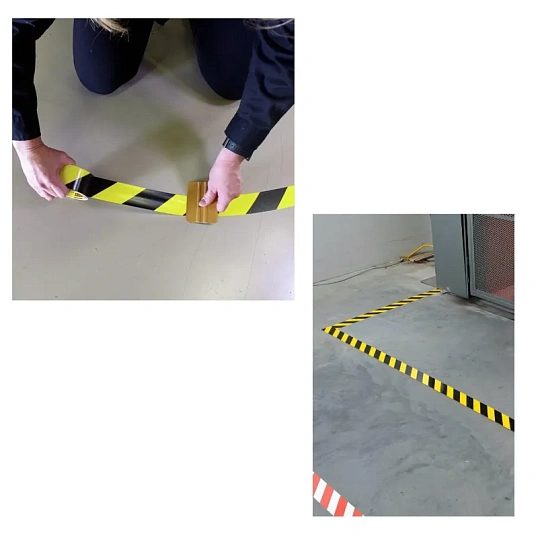 Лента для разметки ПВХ 50мм х 33м желто-черная 180