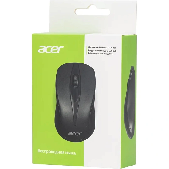 Мышь компьютерная Acer OMR131 черн. оптичес. (1000dpi) беспровод,USB (2but)