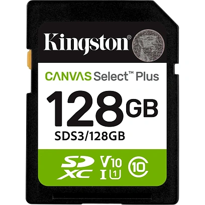 Карта памяти SDXC Kingston, 128GB, Canvas Select Plus Gen3 SDS3/128GB