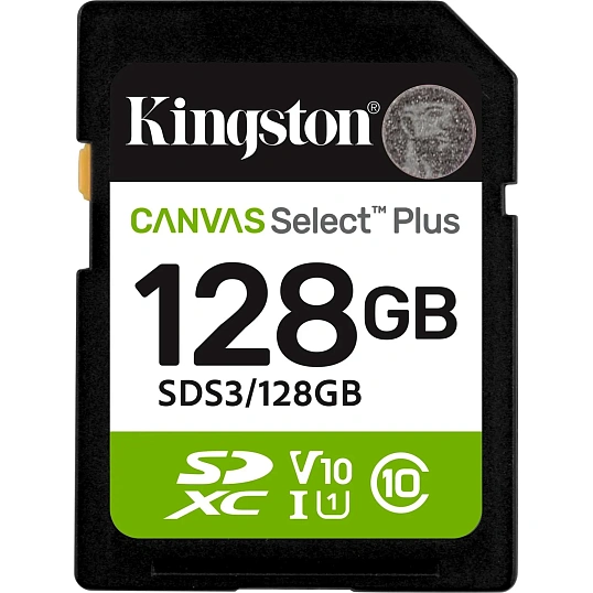 Карта памяти SDXC Kingston, 128GB, Canvas Select Plus Gen3 SDS3/128GB