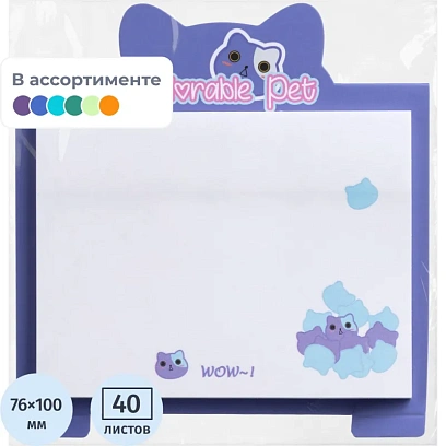 Стикеры с клеевым краем M&G Adorable Pet, 76x100 мм, 40 л, в ассортименте