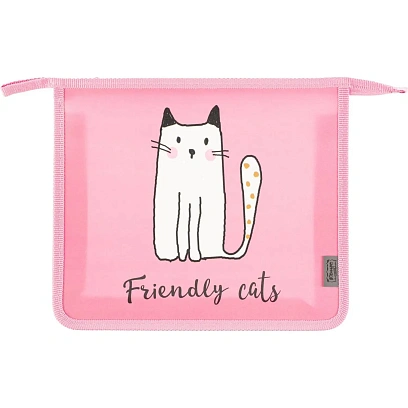 Папка для тетрадей  Friendly cats,А5,на молн., пластик, ПТ-713