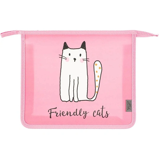 Папка для тетрадей  Friendly cats,А5,на молн., пластик, ПТ-713