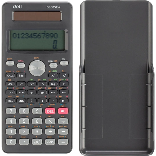 Калькулятор научный Deli ED300SR-2,10+2р,300ф,2ст,172,6х82,7,дв пит,т.сер