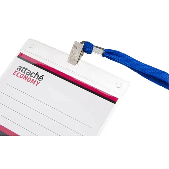 Бейдж Attache Economy 108x126 150мкм,шнурок 45см син, вкладыш 90x120 5шт/уп