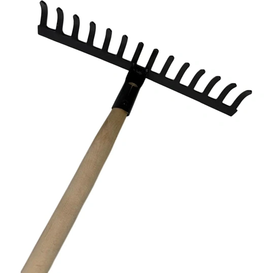 Грабли прямые 14 зубьев сталь 36 см деревянный черенок 120 см