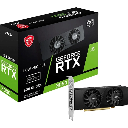 Видеокарта MSI RTX3050 LP E OC 6GB GDDR6 96bit DP 2xHDMI 2FAN