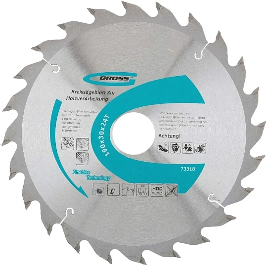 Диск пильный по дереву GROSS, d190х30мм, 24зуб (73318)