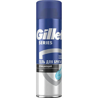 Гель для бритья Gillette Series с древесным углем Очищающий 200мл