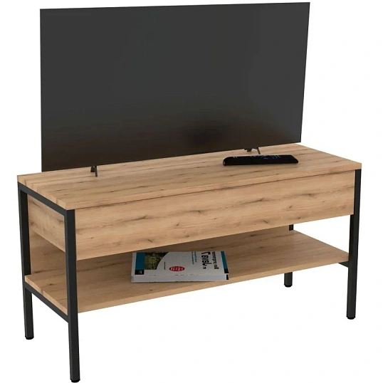 Тумба TI_под ТВ Комус Онега-15 с ящиком push to open, рег.опоры, дуб вотан