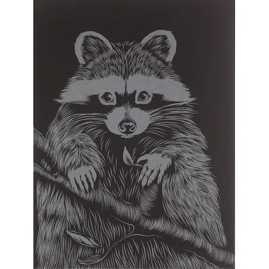 Гравюра Классика большая с эффектом серебра Lori Пушистый енот, Гр-557