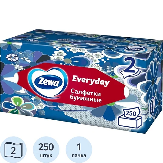 Салфетки косметические ZEWA Everyday 2-сл 250шт/уп 8679