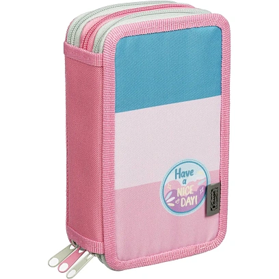 Пенал Комус КлассCasual роз+голуб 3 отд., ткань, 190х110 мм, ПКТ 12-20