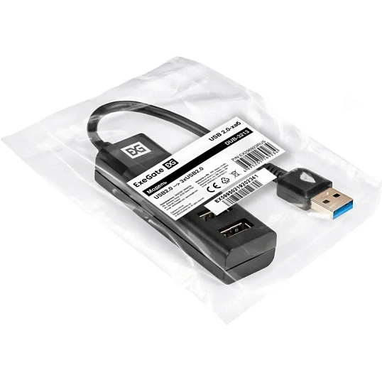 Концентратор USB хаб ExeGate (EX296923RUS) DUB-3213 4-в-1 черн