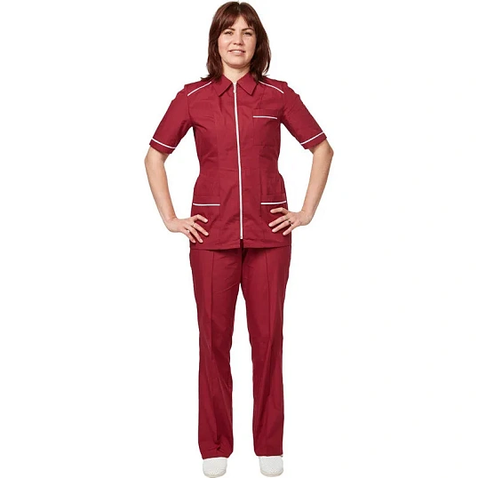 Костюм для горничных и уборщиц женский у13-КБР бордо (р.44-46)р.158-164
