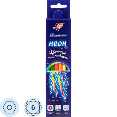 Карандаши цветные Фантазия, неон, 6 цв. 33С 2191-08 набор