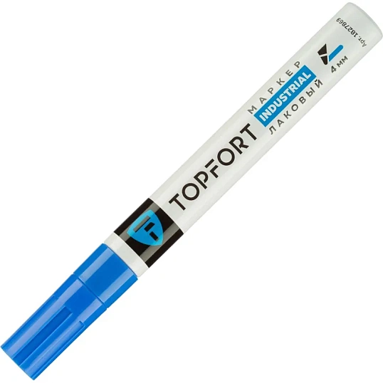 Маркер лаковый TOPFORT Industrial 4 мм синий