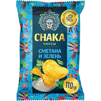 Чипсы картофельные CHAKA со вкусом Сметана с зеленью, 110г