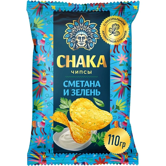 Чипсы картофельные CHAKA со вкусом Сметана с зеленью, 110г