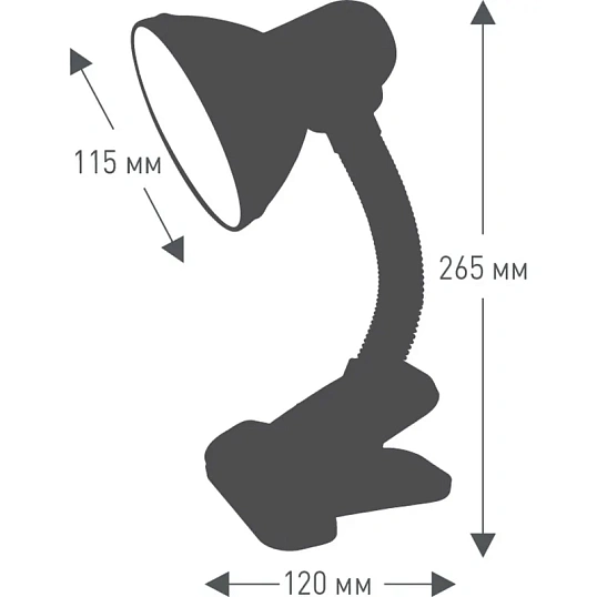 Светильник Ultraflash UF-320P C02 черный с прищепкой, 230В, 60Вт, E27