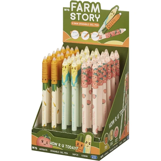 Ручка гелевая M&G Farm Story стир.черн,шарик0,5мм,син,в асс AKPB1478D20596C