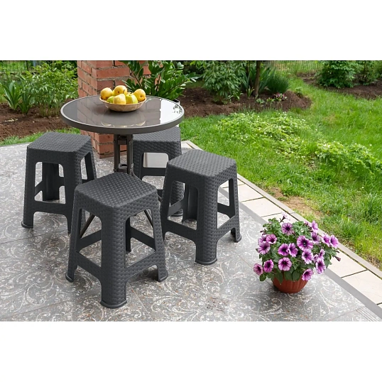 Табурет XPP_Ротанг h45 см серый