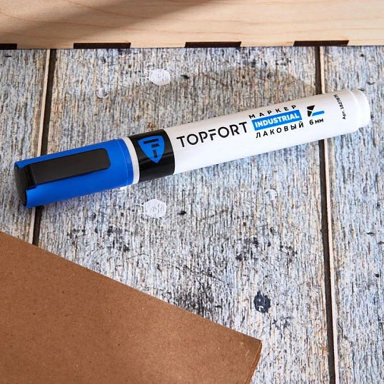 Маркер лаковый TOPFORT Industrial 6 мм синий