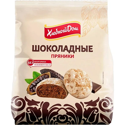 Пряники Хлебный Дом шоколадные узоры, 300г