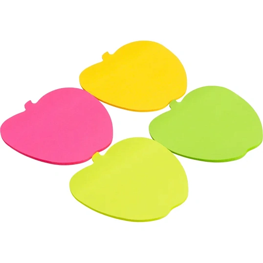 Стикеры с клеевым краем Deli 76х76 мм,20 листов,неон-е,форма в асс-те      